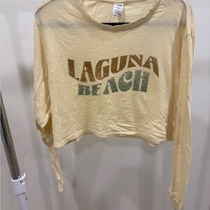 PINK Victoria's Secret Gold Long Sleeve Cropped Tee